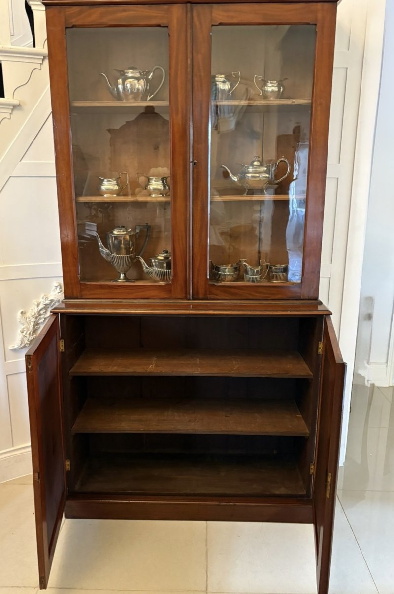Antique Victorian Quality Figured Mahogany Bookcase - Image 7